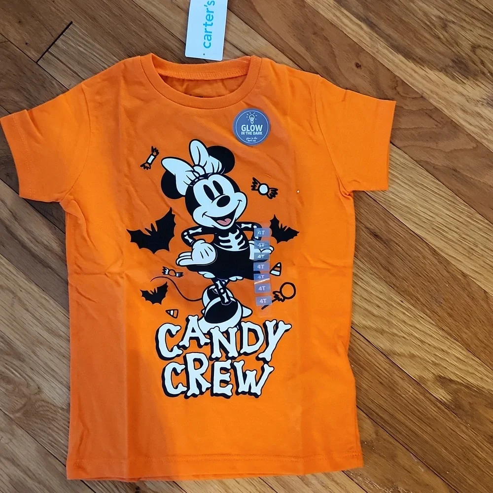 Carter's Minnie Disney Glow In The Dark Tee Shirt NWT Size 4T Cute